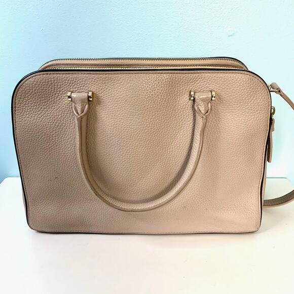 Kate Spade Kalen Beige Pebbled Leather Satchel With Tassel Detail - Picture 2 of 7
